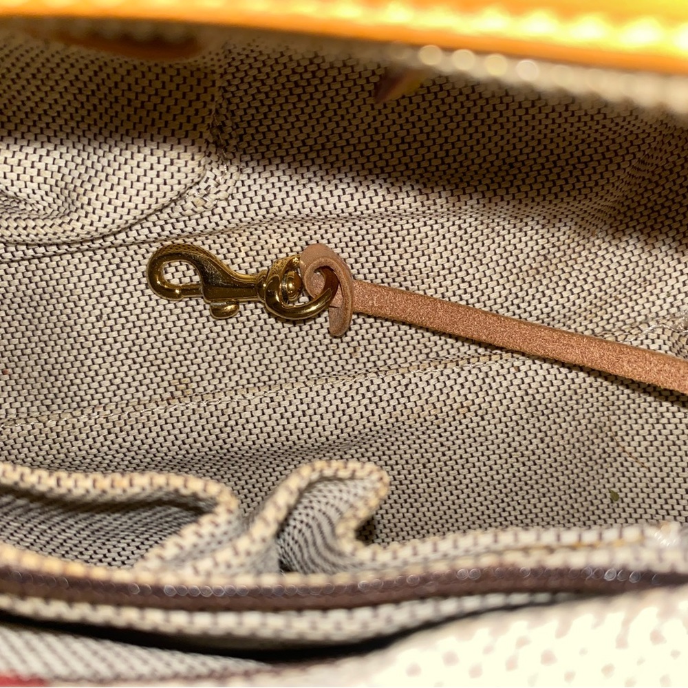 Dooney & Burke canvas rectangular satchel tan and brown - Picture 6 of 12